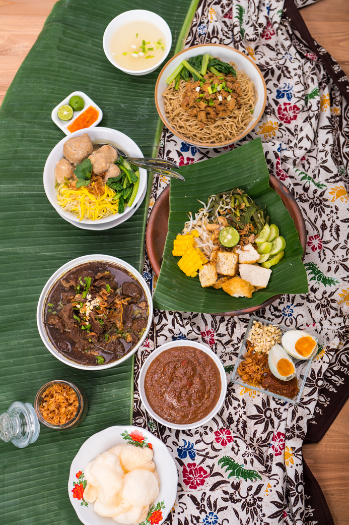 Indonesian Food Flatlay of Various Indonesian Food